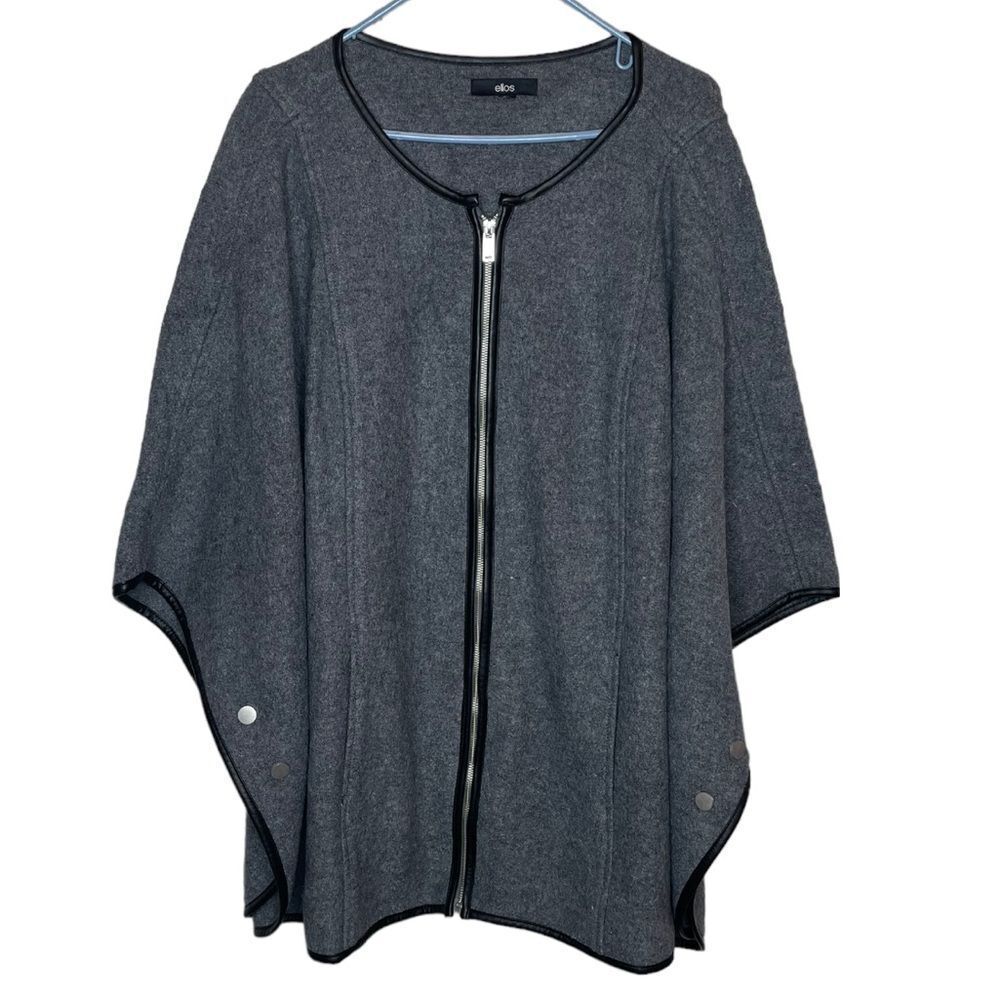 Ellos grey wool blend poncho size large.